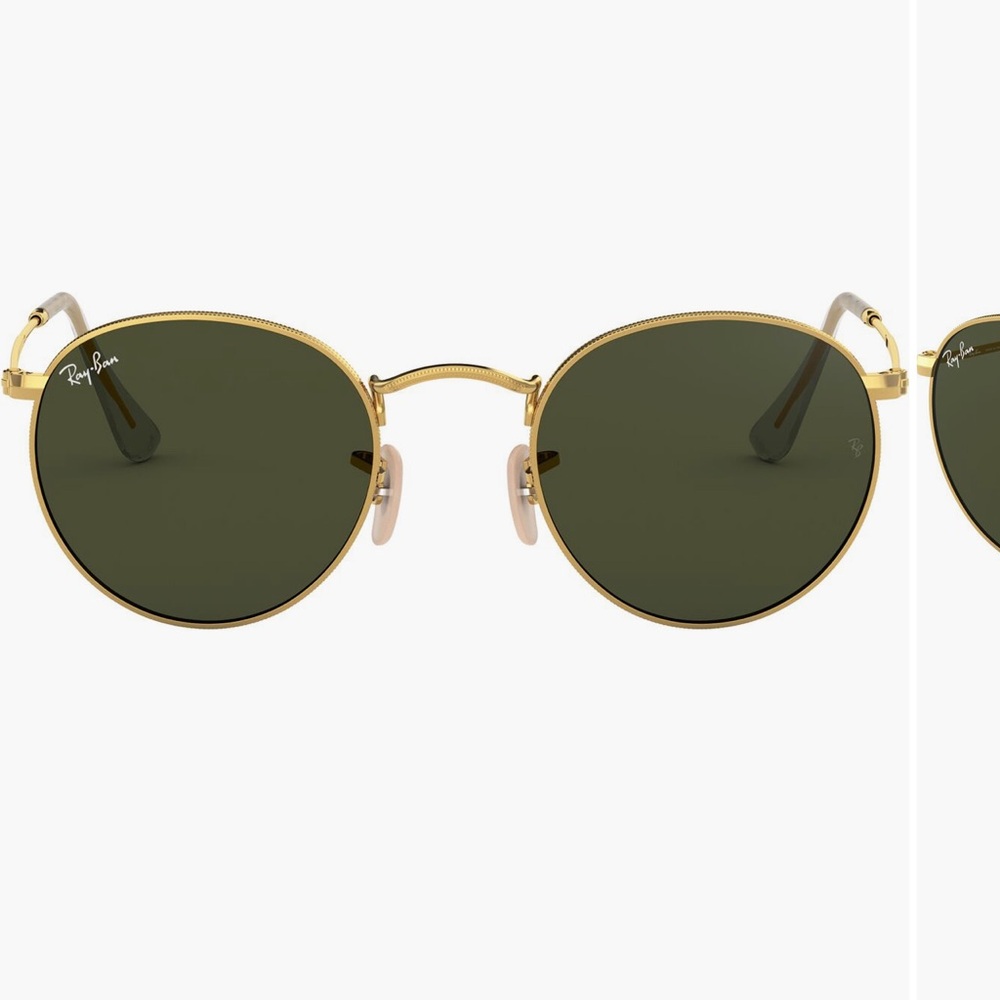 Ray-Ban Gold and Green Round Sunglasses